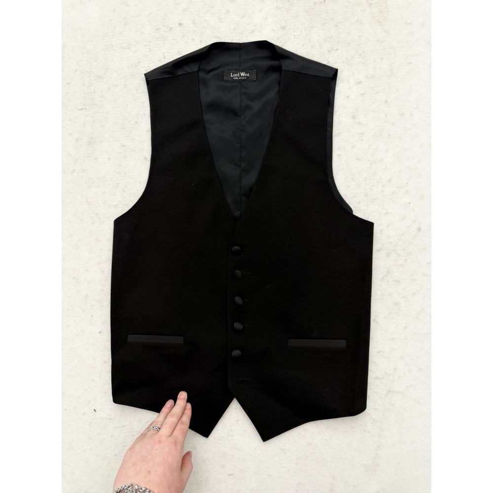 Lord West Vintage Black Tuxedo 41R Wool Shawl Lapel 70s Wedding USA ACWA Union - Picture 10 of 16